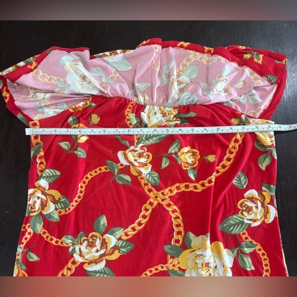 Caren Sport Red Floral Chain Design Ruffled Bodysuit Size 3X - Picture 9 of 12